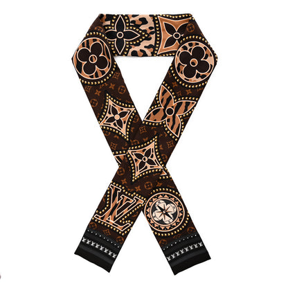 Louis Vuitton Silk Monogram LV World Bandeau Brown 1 of 3