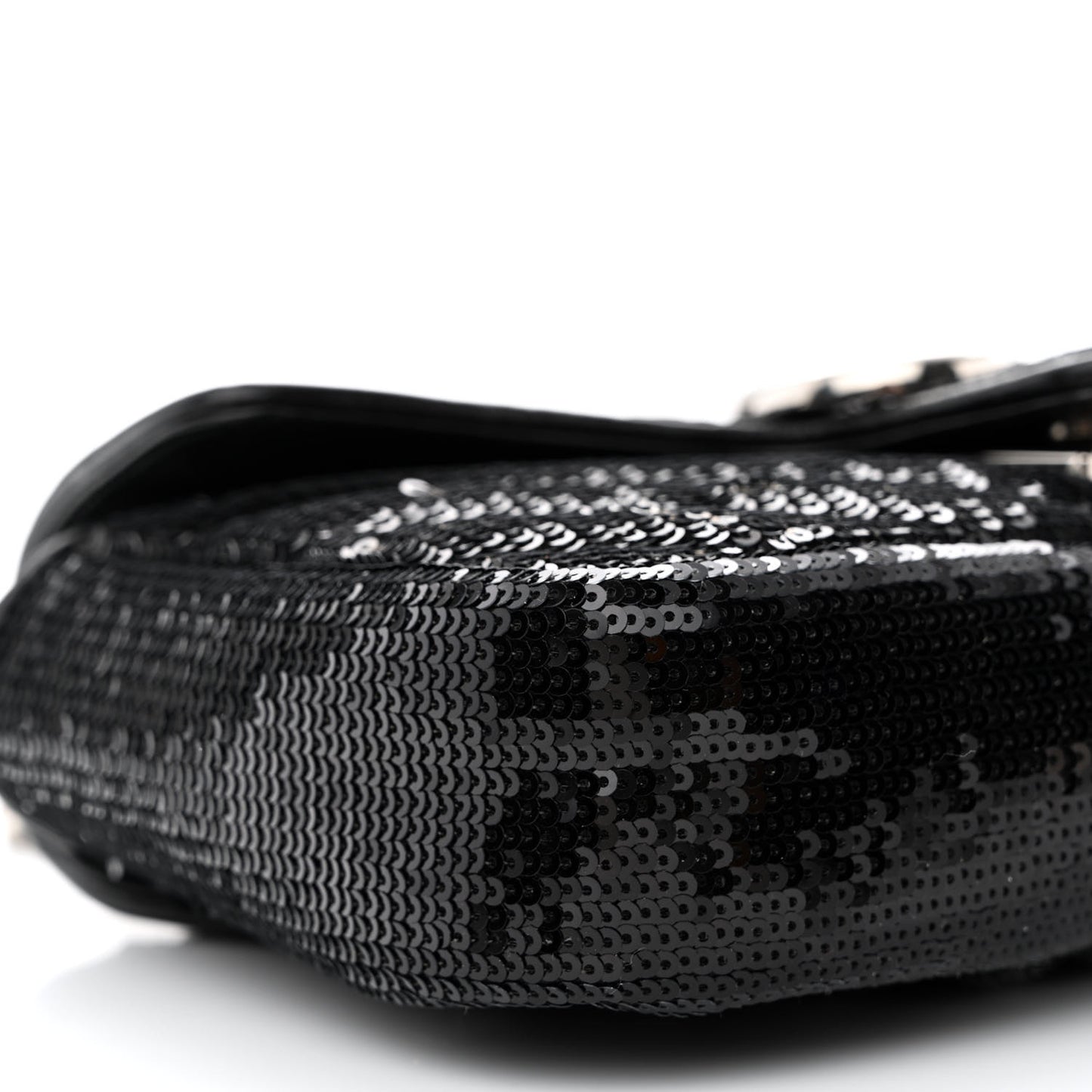 Sequin Matelasse Diagonal Mini GG Marmont Shoulder Bag Black