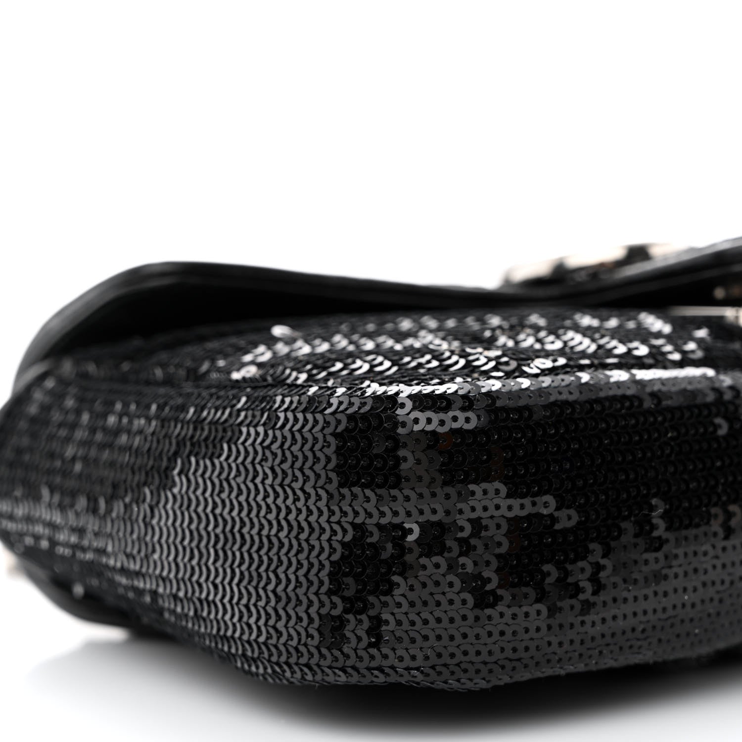 Gucci Sequin Matelasse Diagonal Mini GG Marmont Shoulder Bag Black 9 of 10
