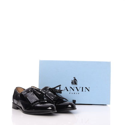 Lanvin Patent Mila Tassel Fringe Loafers 39 Black 13 of 13