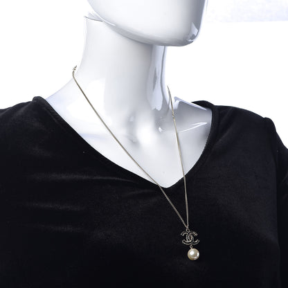Chanel Enamel CC Baroque Pearl Drop Necklace Black Gold 2 of 6