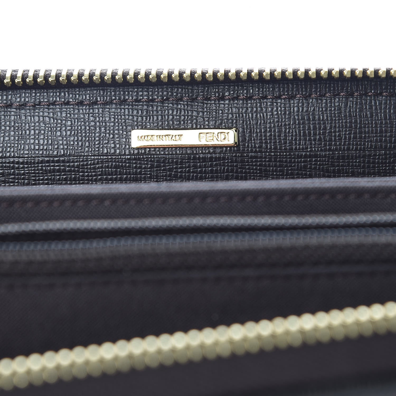 Fendi Zucca Spalmati Vitello Elite Zip Around Wallet Tobacco Ebano 6 of 8