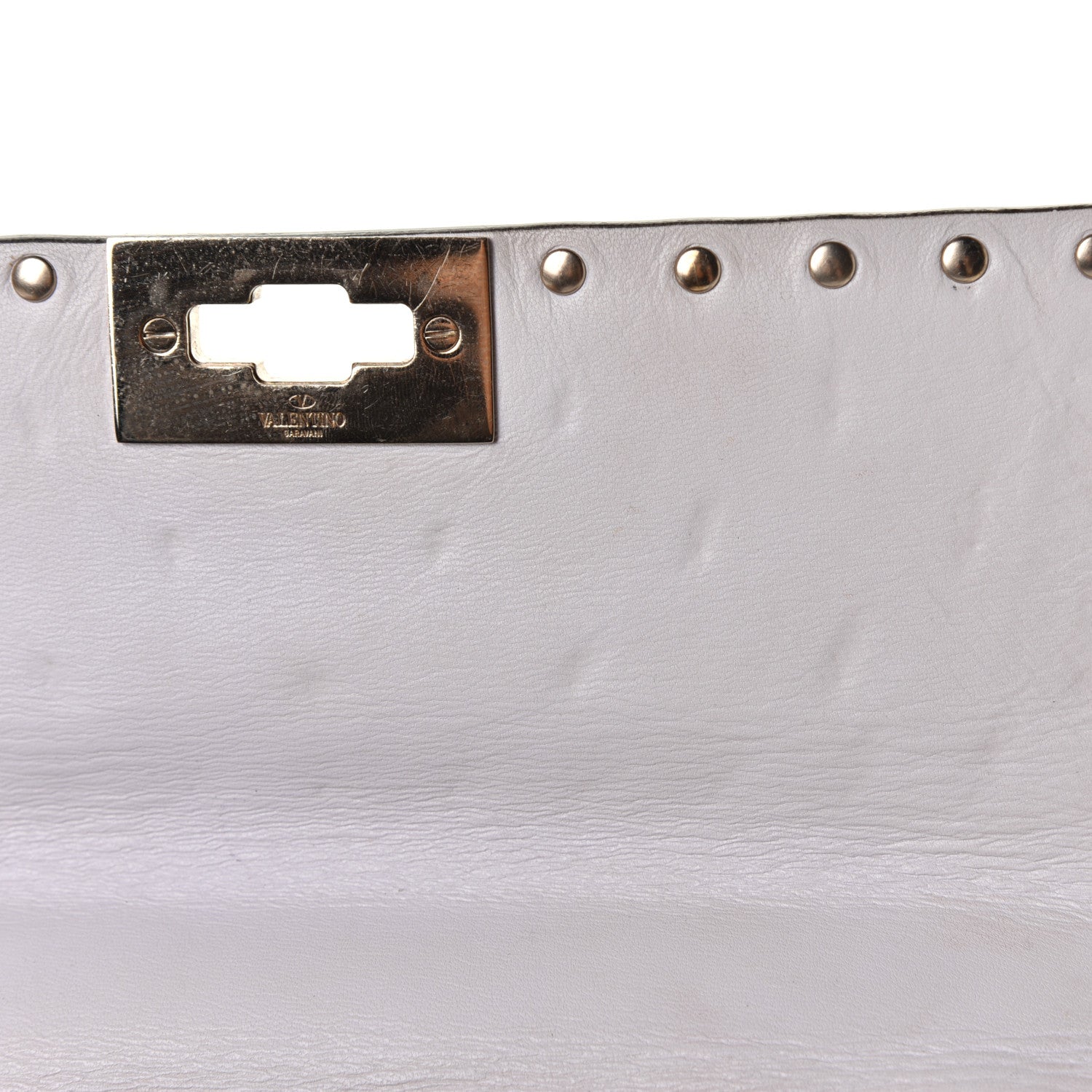 Valentino Garavani Lambskin VLTN Print Medium Rockstud Spike Shoulder Bag Optic White Black 5 of 6