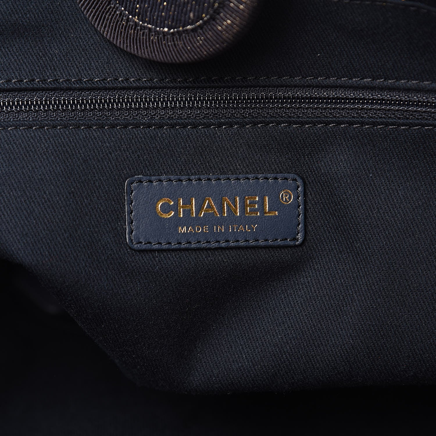 Chanel Lurex Canvas Small Deauville Tote Navy Blue Gold 6 of 9