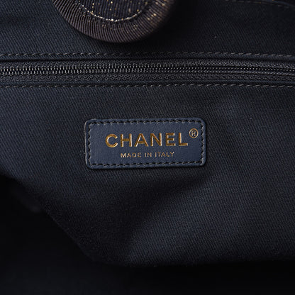Chanel Lurex Canvas Small Deauville Tote Navy Blue Gold 6 of 9