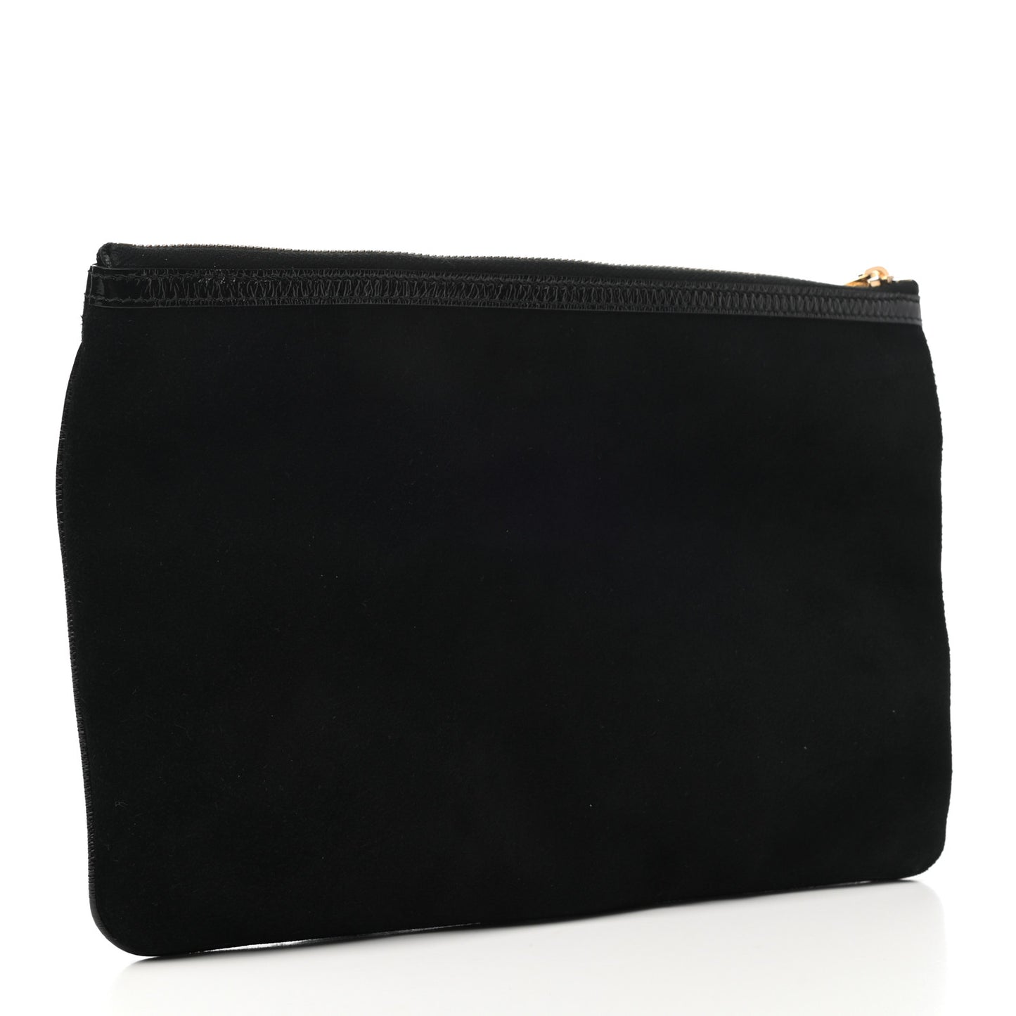 Suede Patent Large Ophidia Pouch Clutch Black