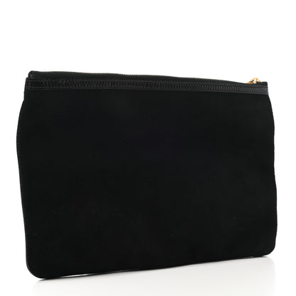 Gucci Suede Patent Large Ophidia Pouch Clutch Black 3 of 7