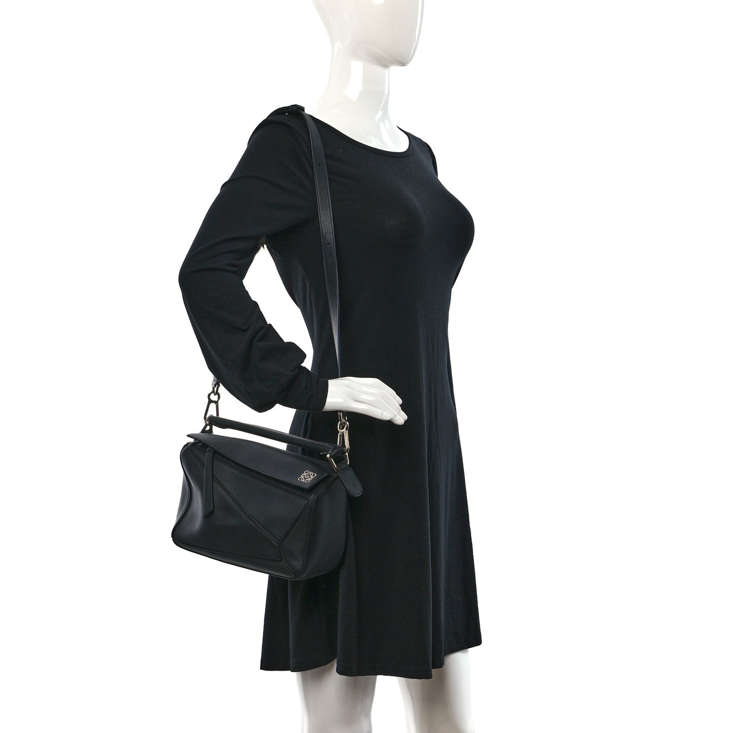 Calfskin Small Puzzle Bag Black