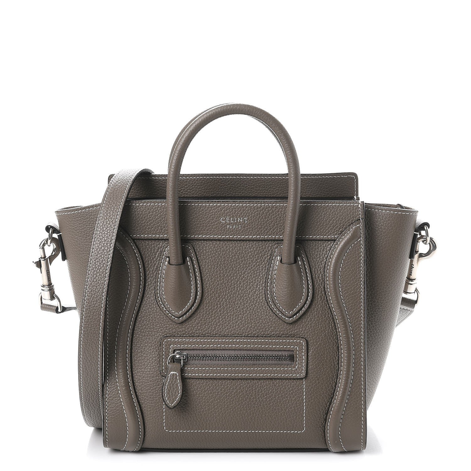 Celine Drummed Calfskin Nano Luggage Souris 1 of 8