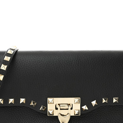 Valentino Garavani Pebbled Calfskin Medium Rockstud Flip Lock Crossbody Bag Black 8 of 10
