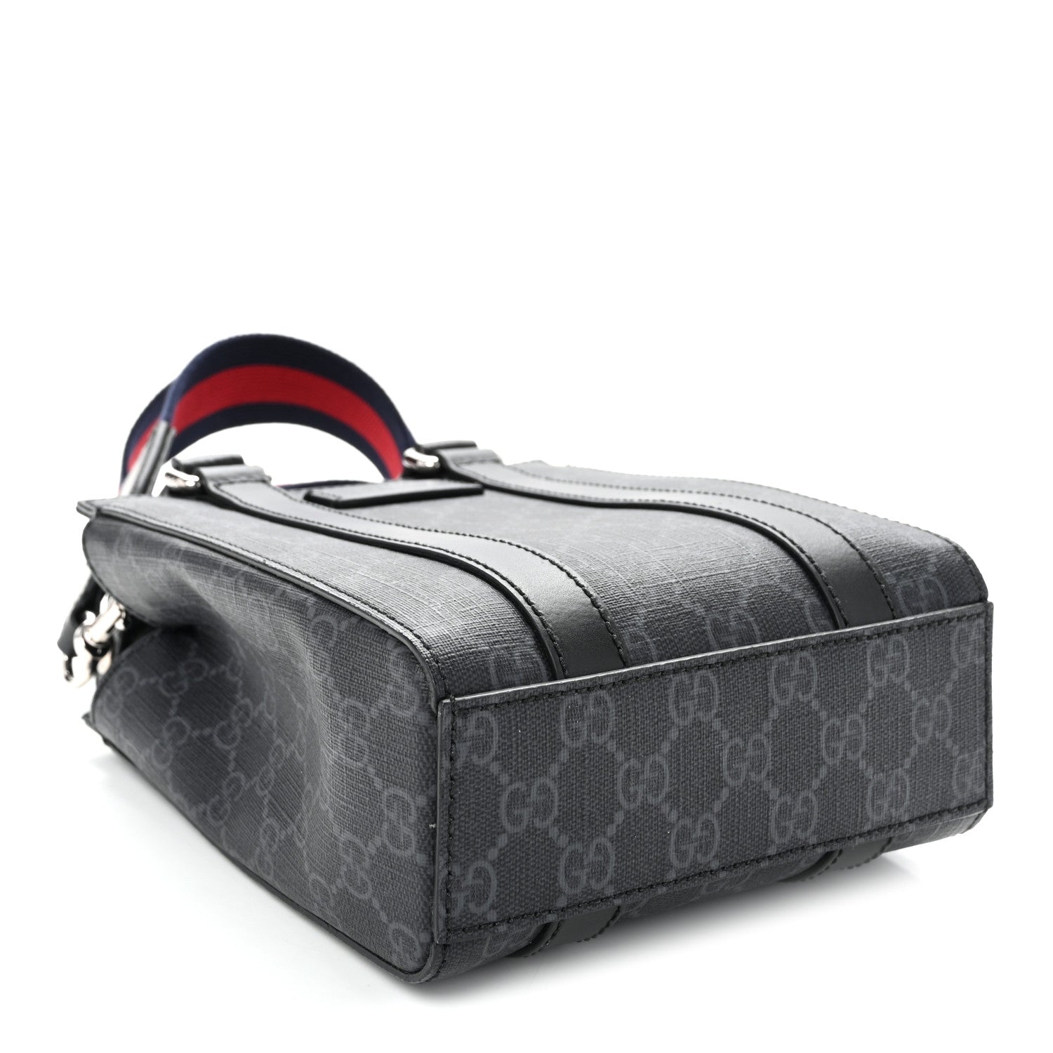 Gucci GG Supreme Monogram Appia Calfskin Web Mini Tote Bag Black 4 of 9