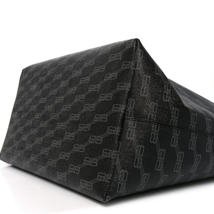 Balenciaga Coated Canvas BB Monogram Large Signature East West Shopper Bag Black Grey 10 of 10