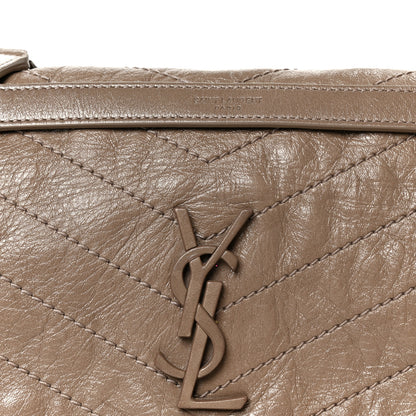 Saint Laurent Crinkled Calfskin Matelasse Monogram Medium Niki Chain Satchel Greyish Brown 9 of 11