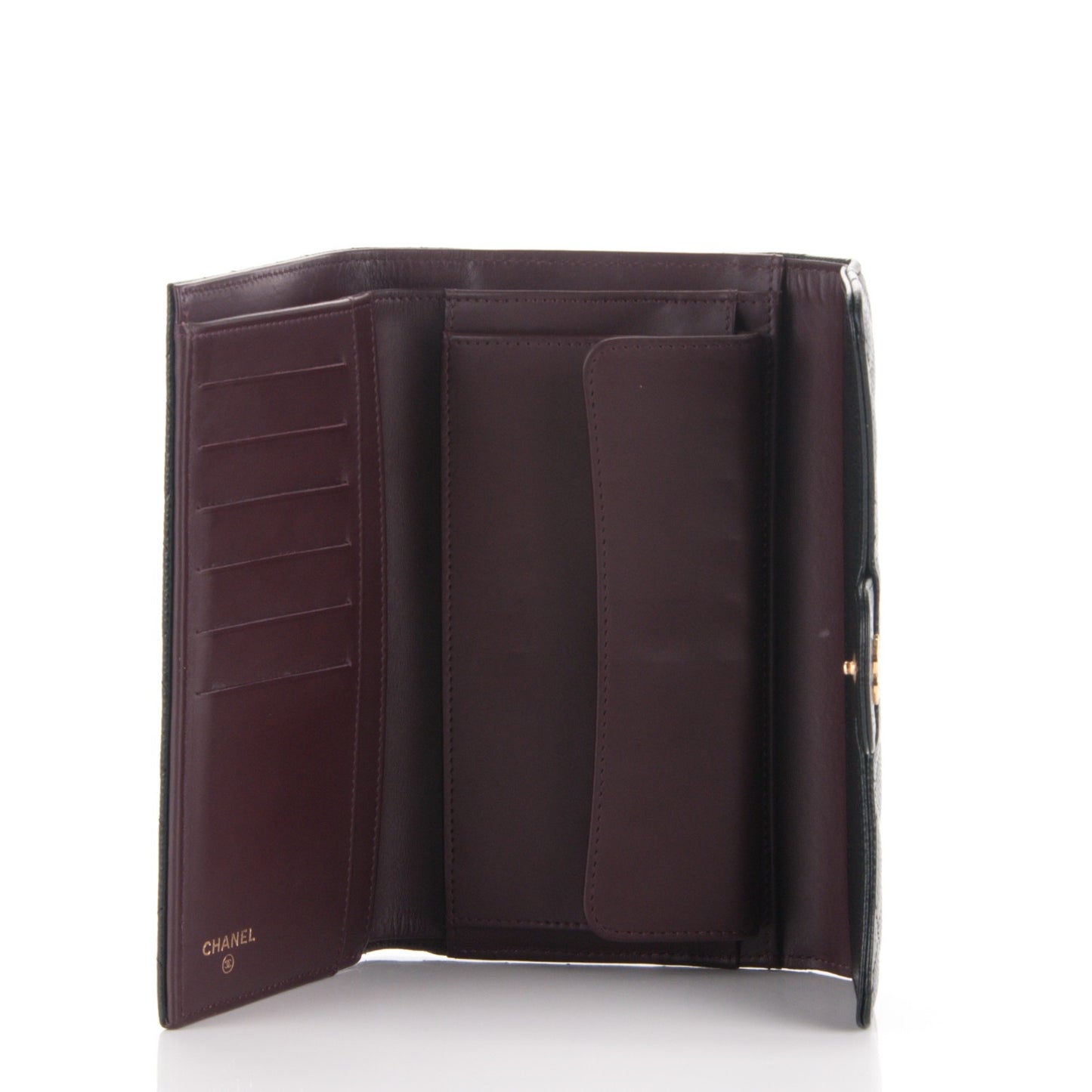 Caviar Quilted Large Flap Wallet Black