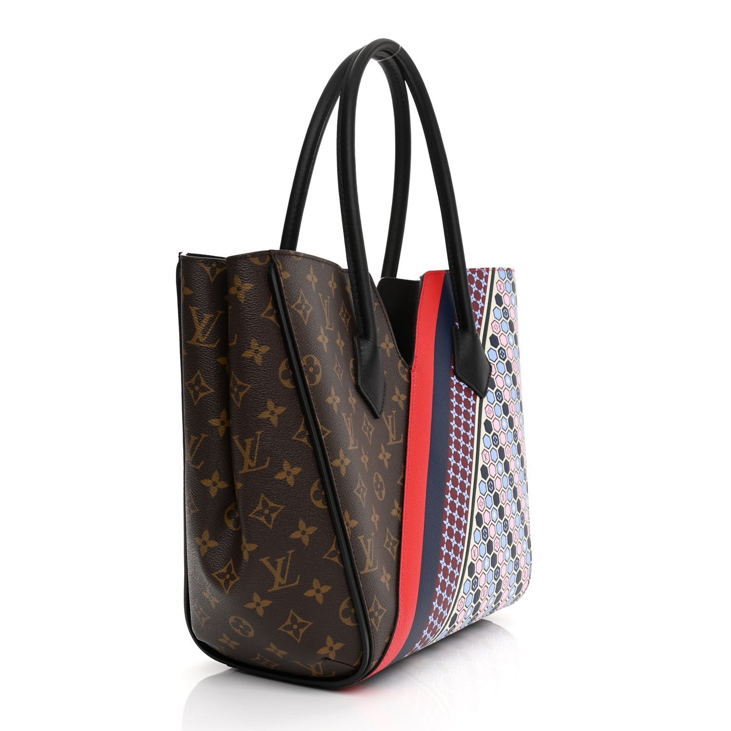 Calfskin Monogram Kimono Tote MM Rouge Navy
