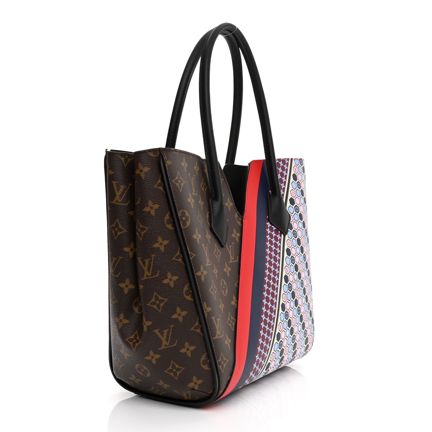Louis Vuitton Calfskin Monogram Kimono Tote MM Rouge Navy 7 of 28