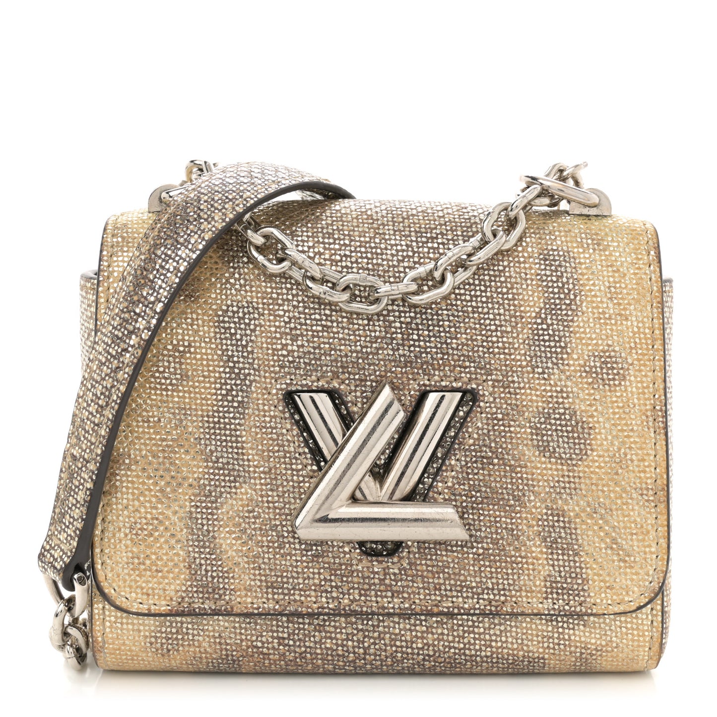 Snakeskin Twist Mini Shoulder Bag Brown