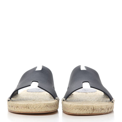 Hermes Calfskin Mens Antigua Espadrille Sandals 45 Bleu Indigo 2 of 14