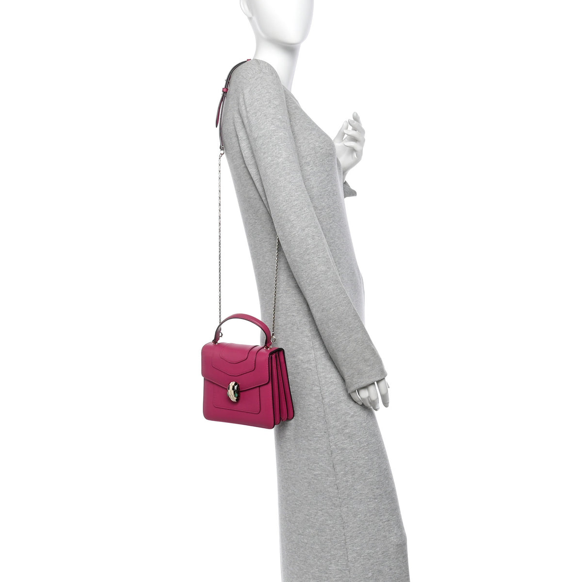 Calfskin Serpenti Forever Top Handle Pink