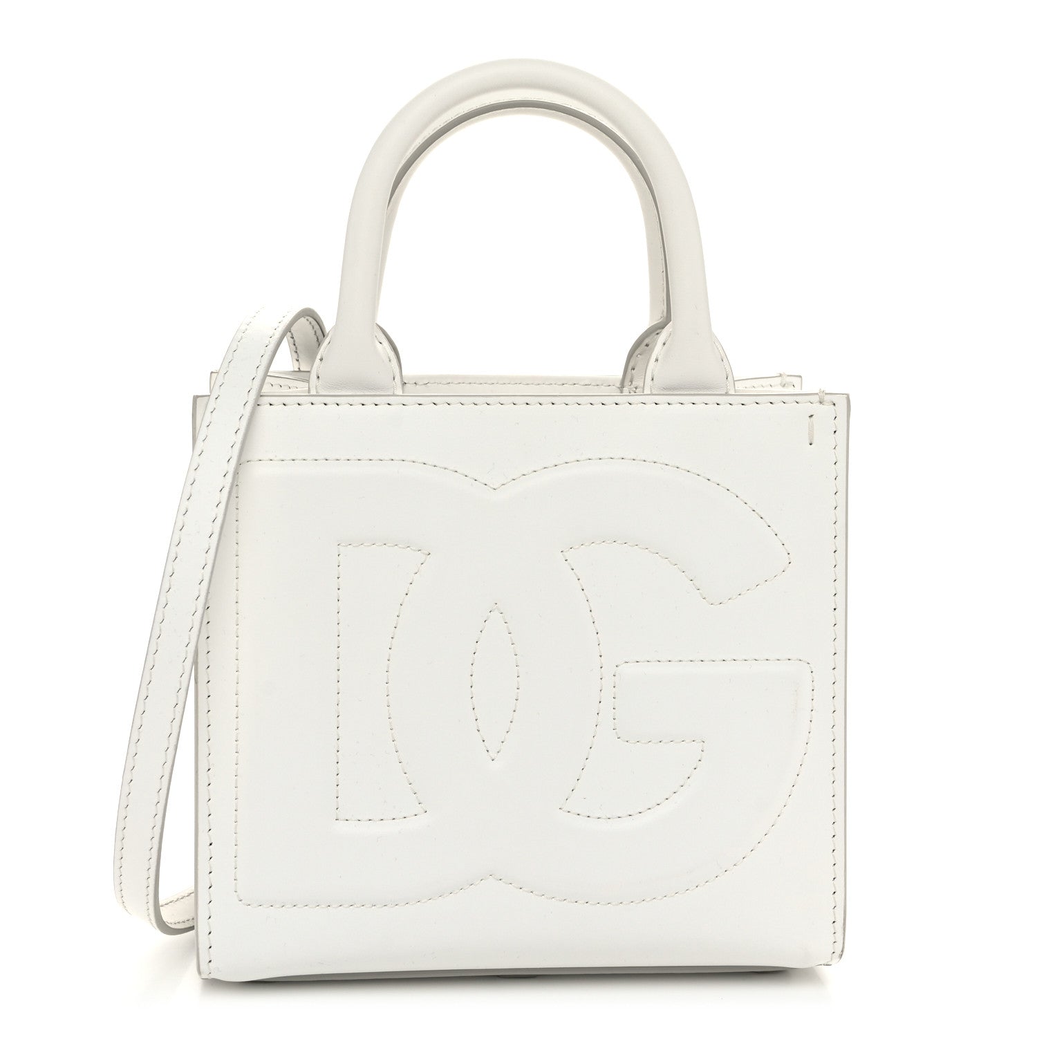 Dolce & Gabbana Calfskin Small DG Daily Shopper Tote White 1 of 9