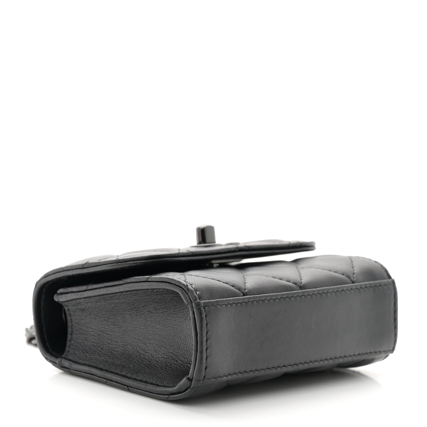 Lambskin Quilted Mini Trendy CC Clutch With Chain So Black