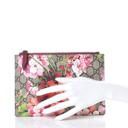Gucci GG Supreme Monogram Blooms Small Zip Pouch Beige Multicolor Dry Rose 2 of 7