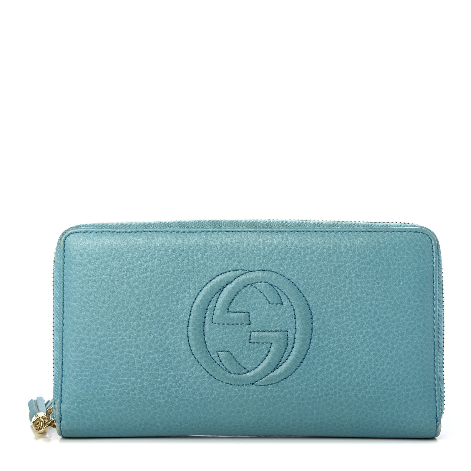Gucci Pebbled Calfskin Soho Zip Around Wallet Deep Cobalt 1 of 9