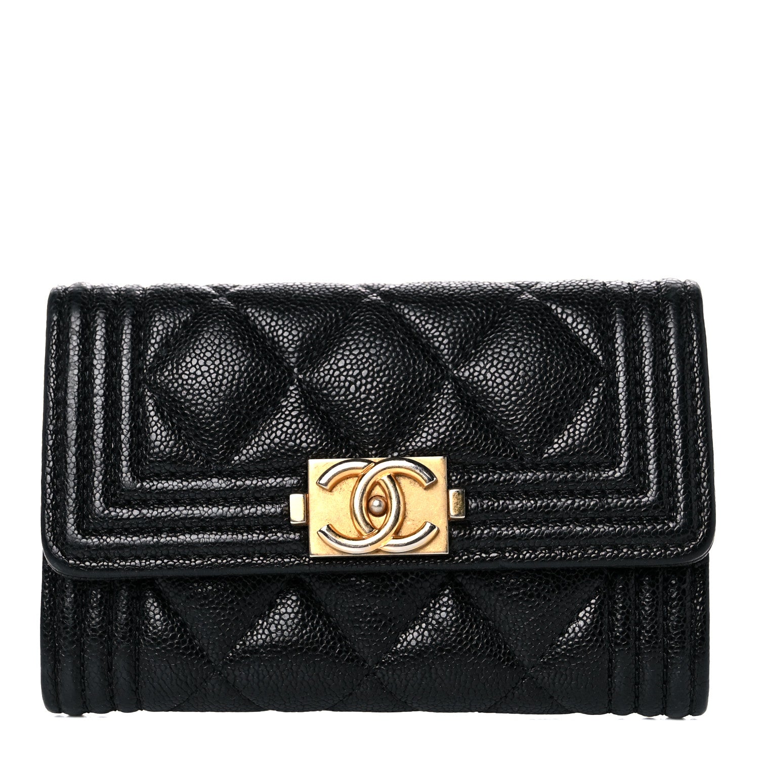 Chanel Caviar Quilted Boy Flap Card Holder Black 1 of 8