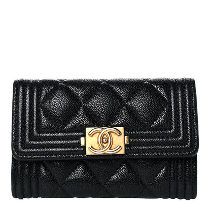 Chanel Caviar Quilted Boy Flap Card Holder Black 1 of 8