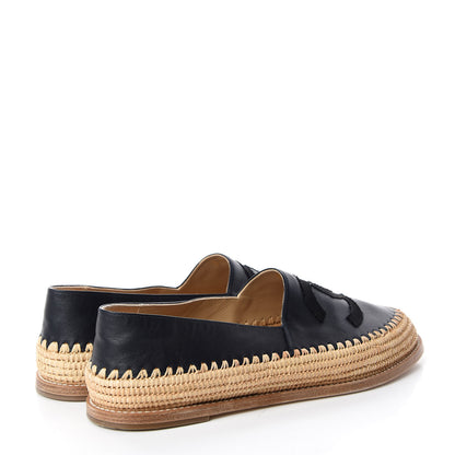 Chanel Lambskin Grosgrain Espadrilles 41 Navy Black 4 of 8