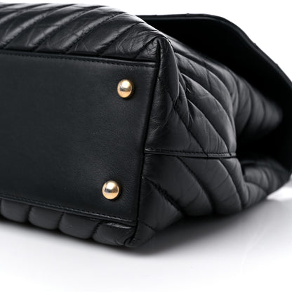 Chanel Calfskin Chevron Quilted Medium Coco Handle Flap Black 9 of 13