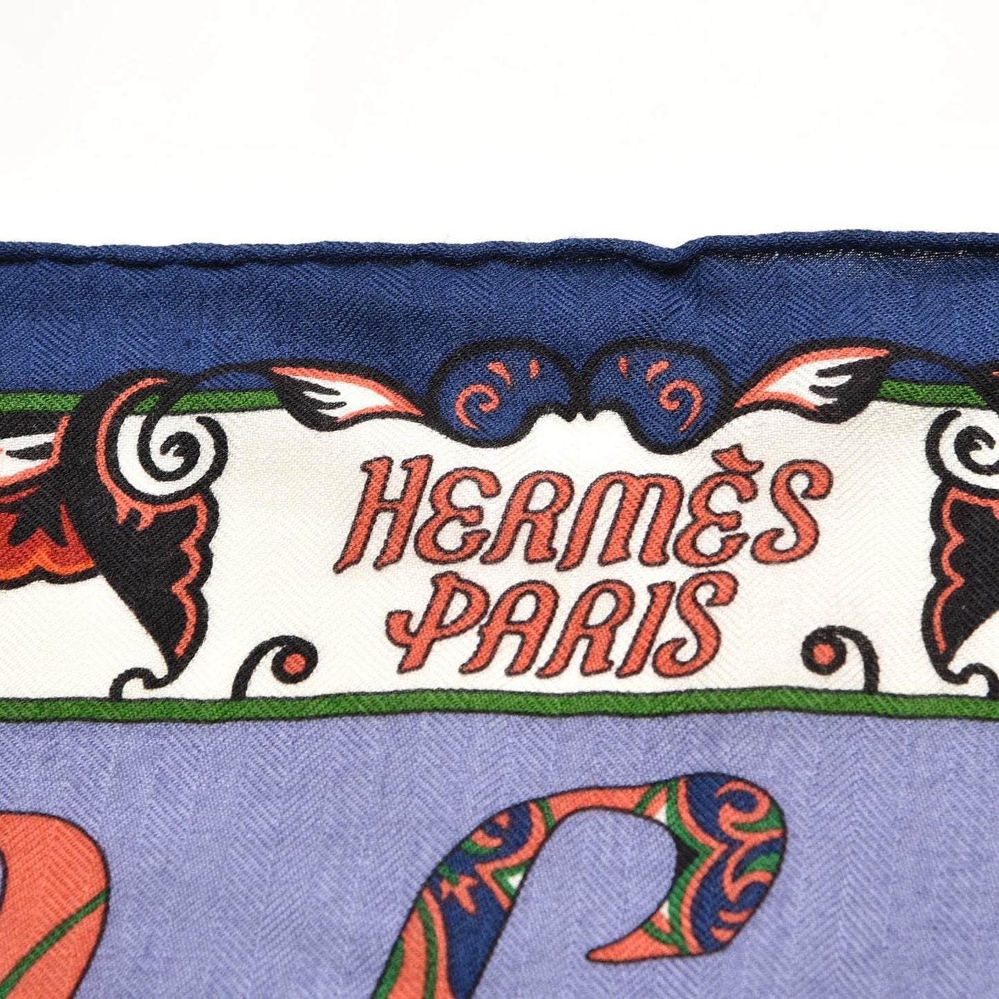 Cashmere Silk Lettres D'Erevan Shawl 140 Bleu Corail Vert