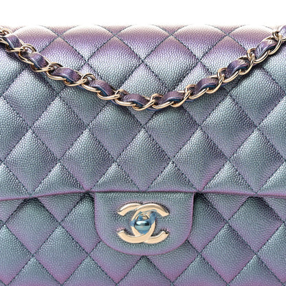Chanel Iridescent Caviar Quilted Medium Double Flap Dark Blue 8 of 13