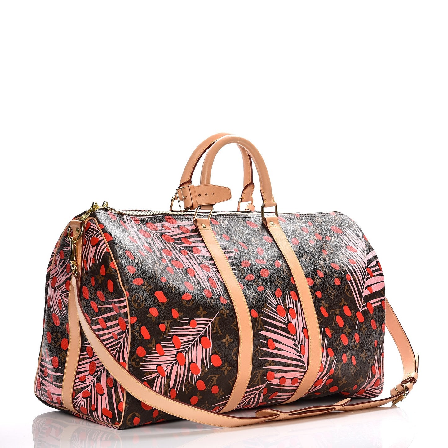 Monogram Jungle Dots Keepall Bandouliere 50 Sugar Pink Poppy