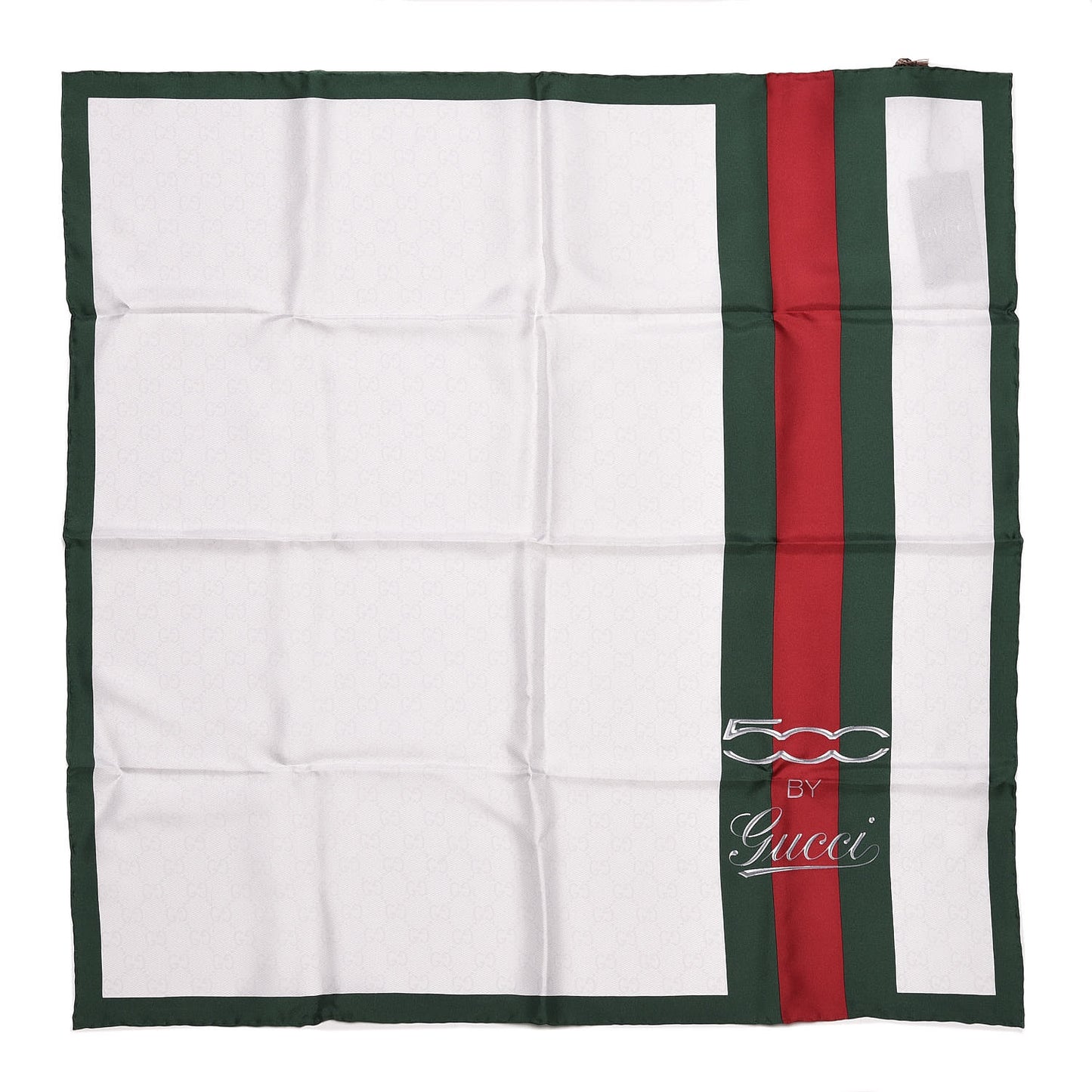 Silk Monogram Web Square Scarf White Green Red