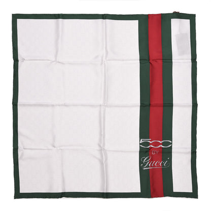 Gucci Silk Monogram Web Square Scarf White Green Red 1 of 5