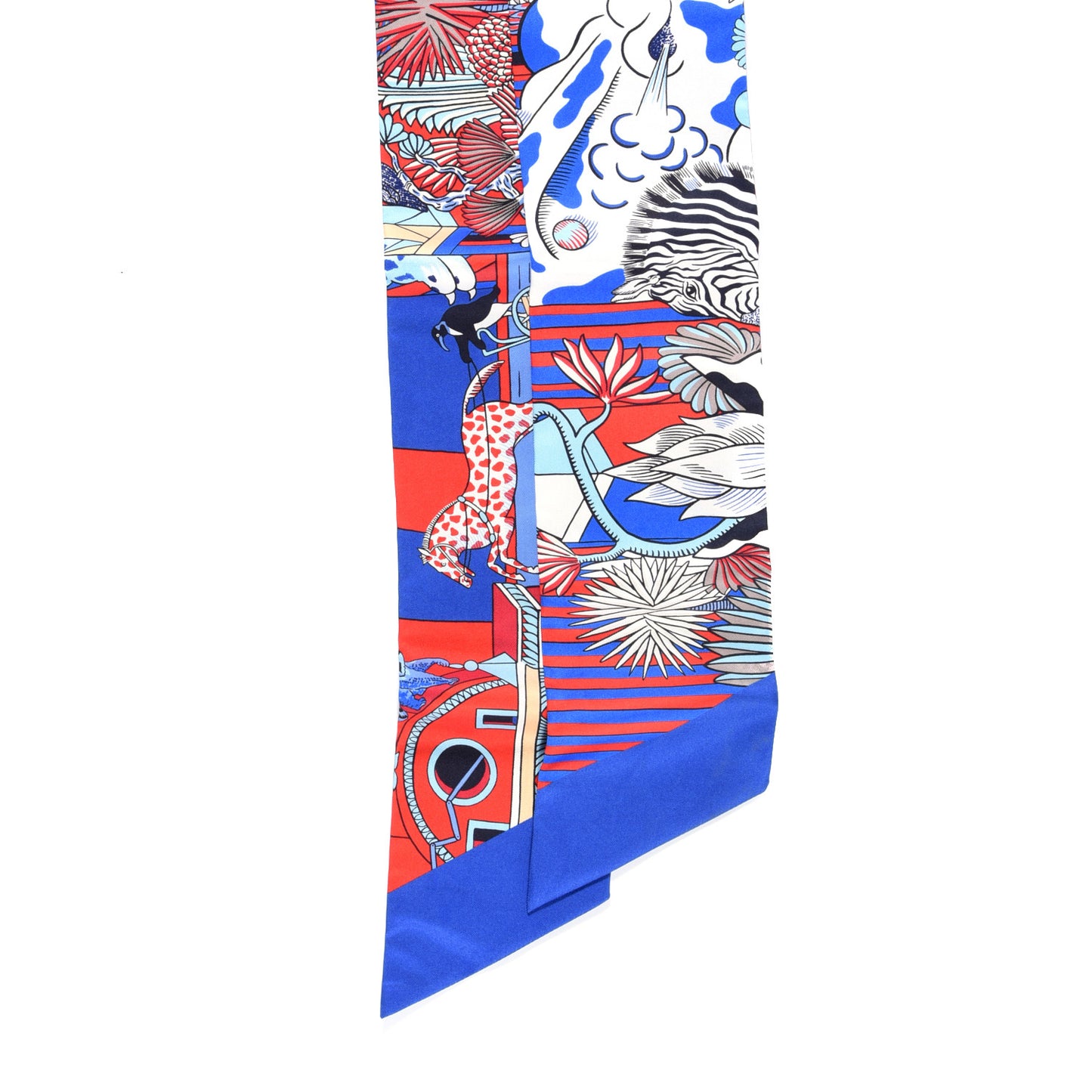 Silk Animapolis Maxi Twilly Slim Bleu Royal Rouge Ciel