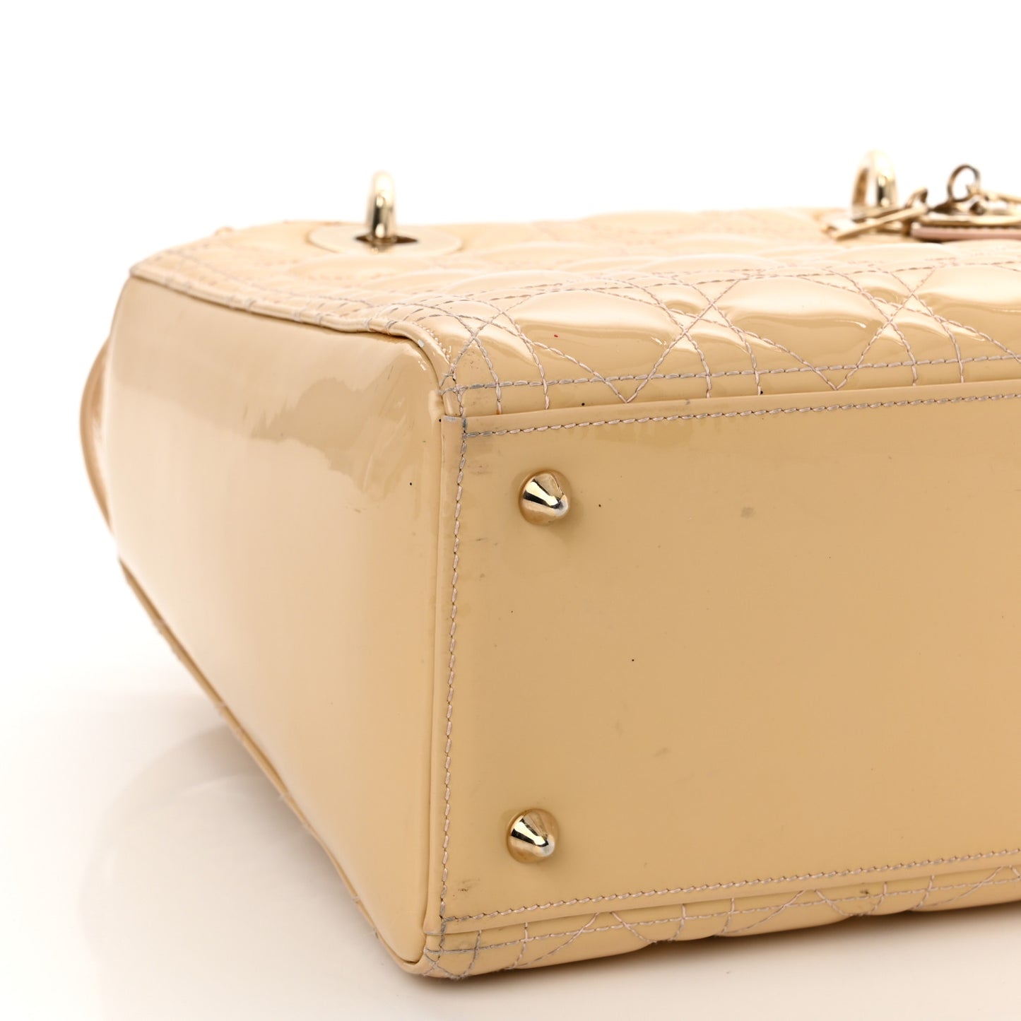 Patent Cannage Medium Lady Dior Beige