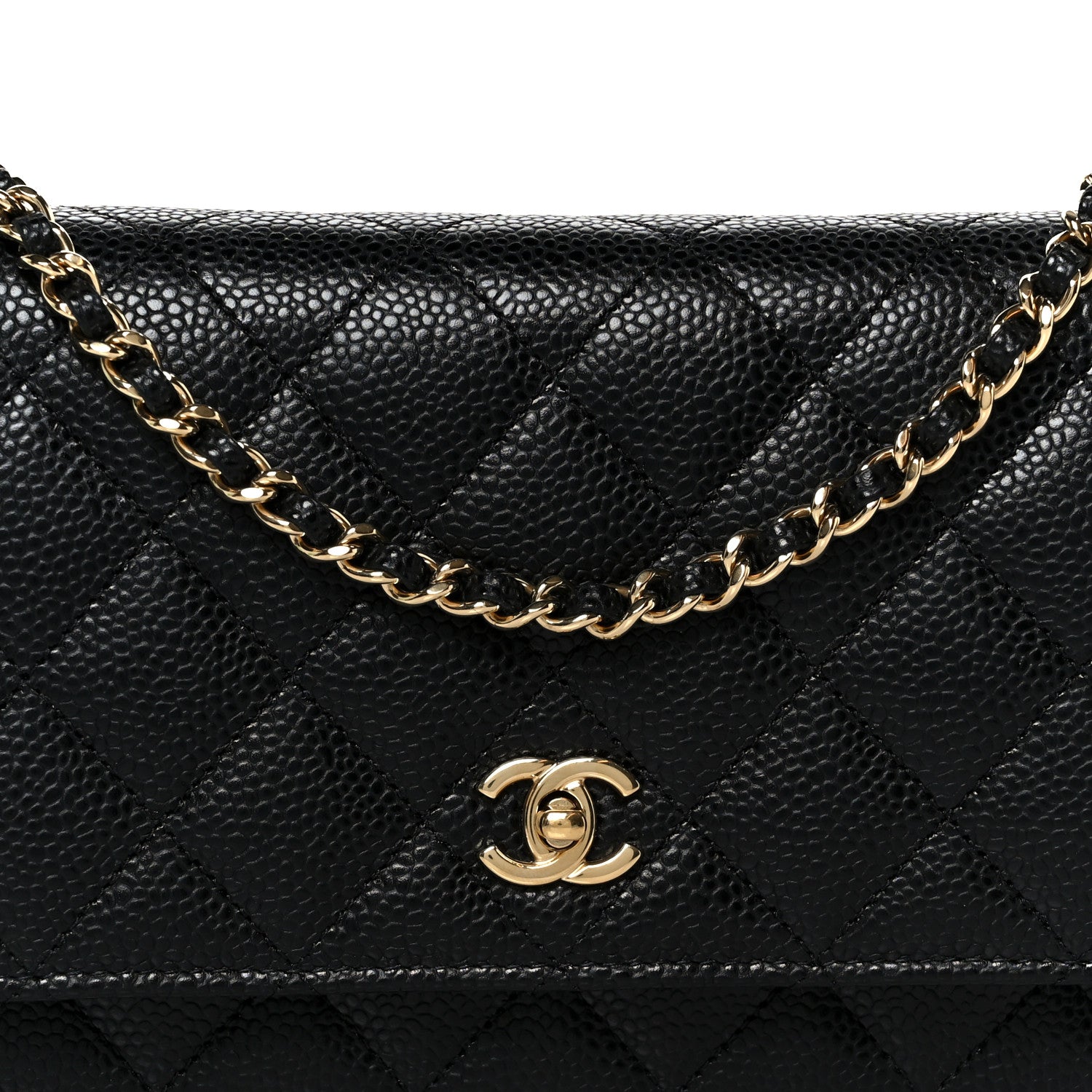 Chanel Caviar Quilted CC Turnlock Wallet On Chain WOC Black 9 of 12