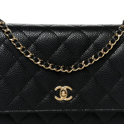 Chanel Caviar Quilted CC Turnlock Wallet On Chain WOC Black 9 of 12