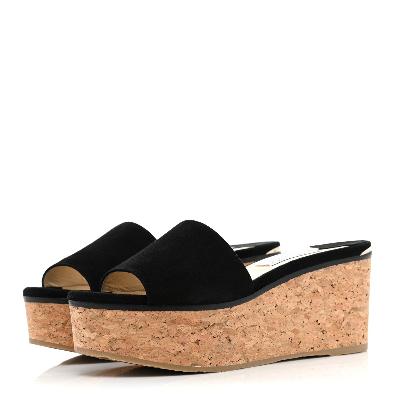 Jimmy Choo Suede Cork DeeDee Platform Wedge Slide Sandals 40 Black 3 of 14