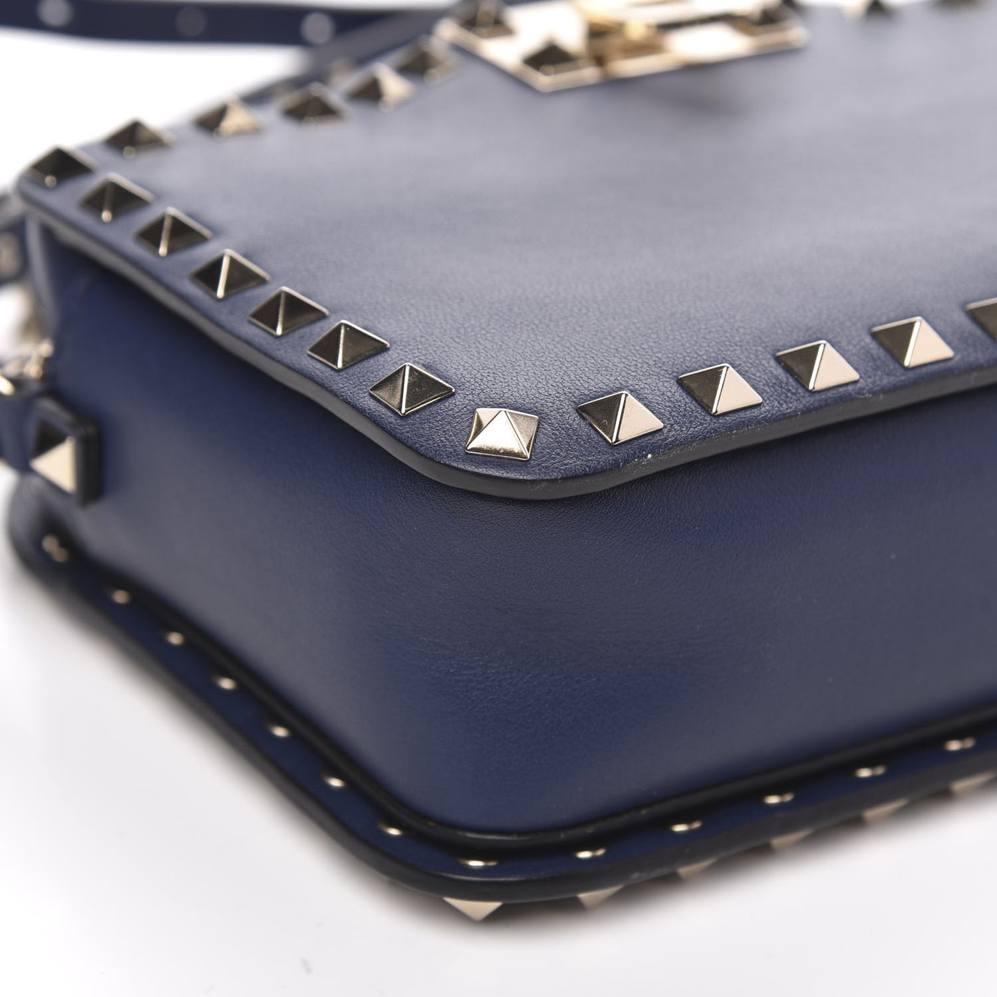 Calfskin Rockstud Flip Lock Camera Crossbody Bag Marine