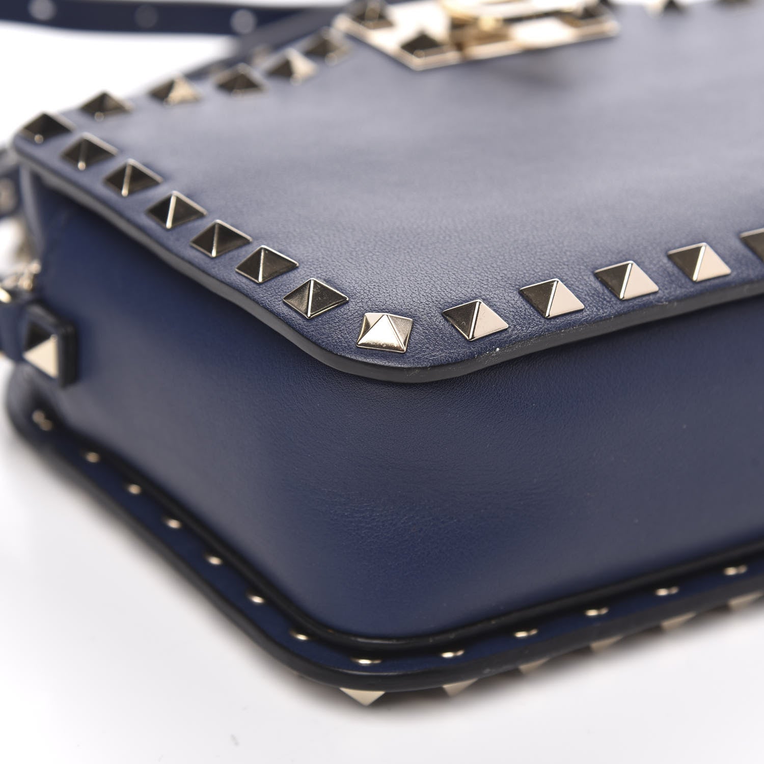 Valentino Garavani Calfskin Rockstud Flip Lock Camera Crossbody Bag Marine 8 of 9