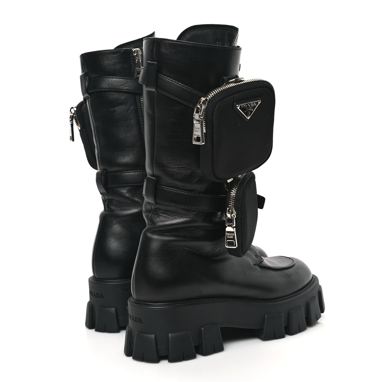 Spazzolato Rois Re-Nylon Metal Triangle Logo Monolith Pouch Pocket 55mm Tall Combat Boots 40 Black