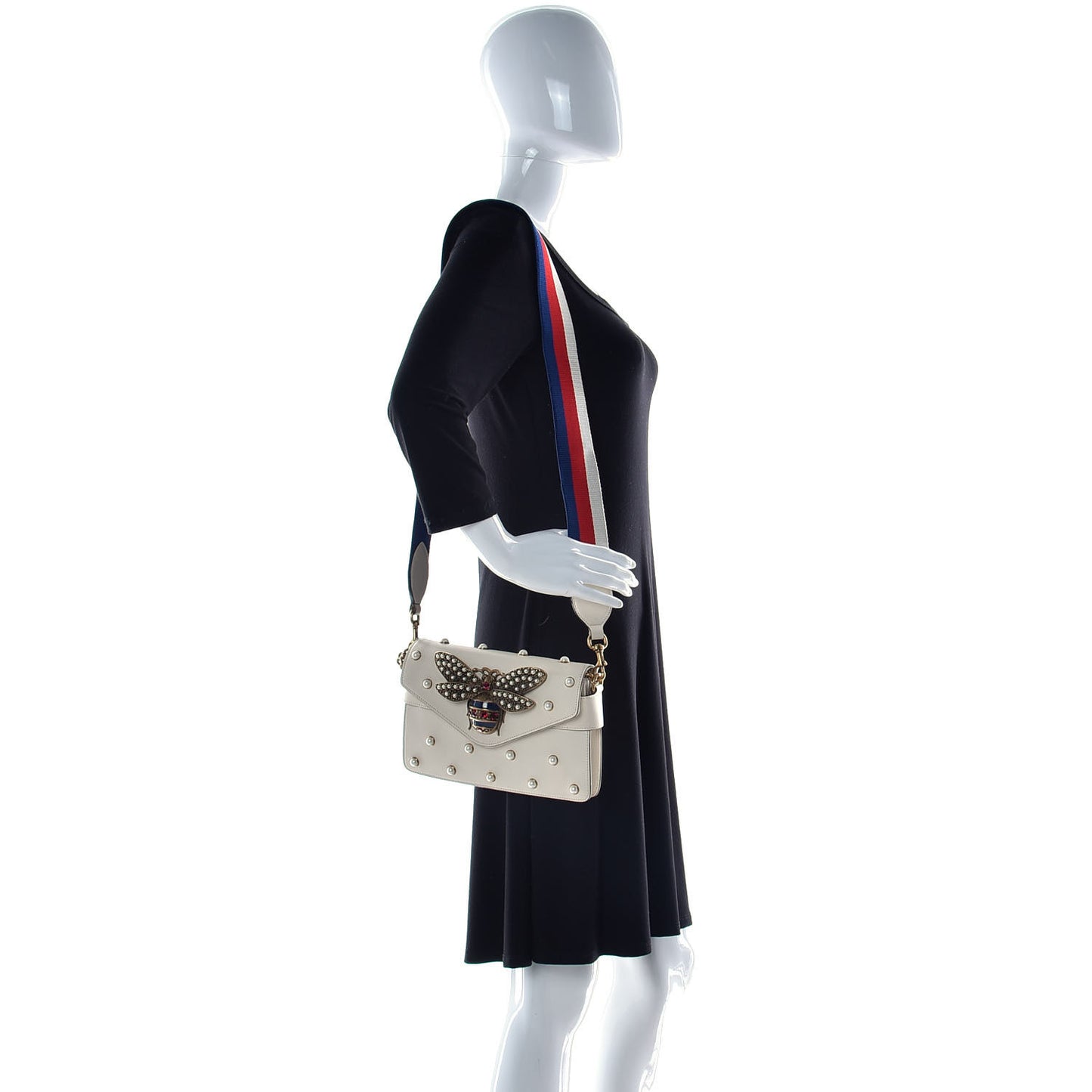 Nappa Pearl Studded Mini Queen Margaret Broadway Shoulder Bag Mystic White
