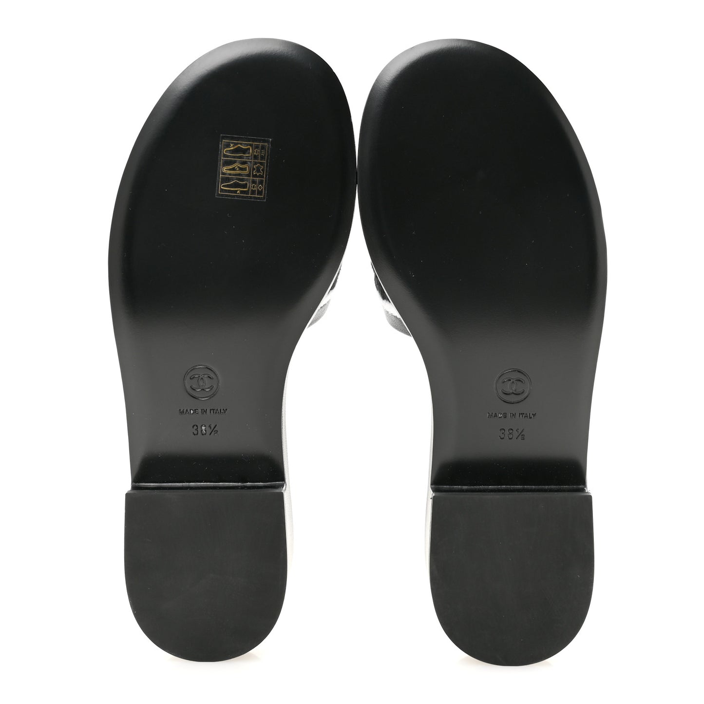Lambskin Embroidered CC Mule Sandal 38.5 Black White