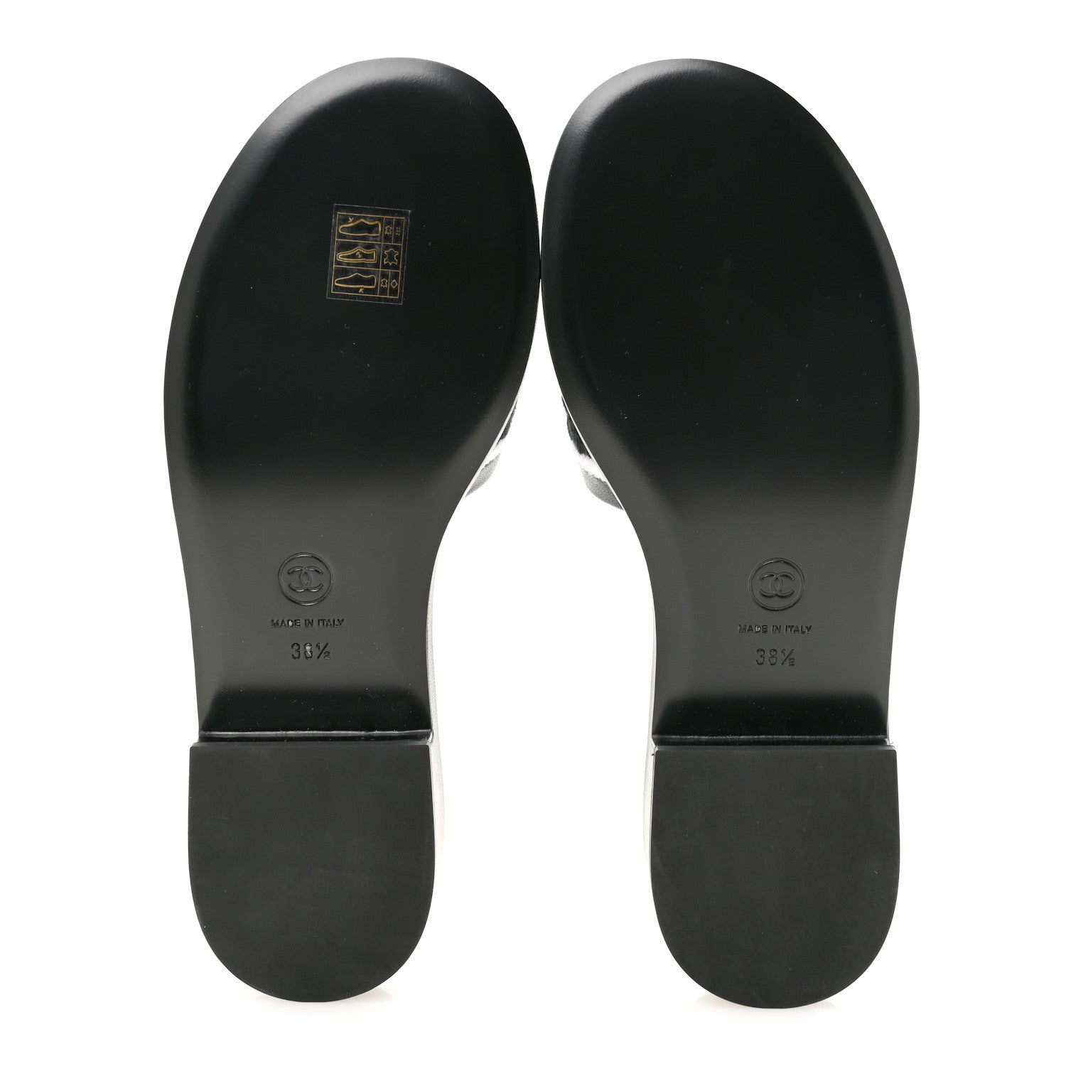 Chanel Lambskin Embroidered CC Mule Sandal 38.5 Black White 6 of 10