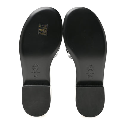 Chanel Lambskin Embroidered CC Mule Sandal 38.5 Black White 6 of 10