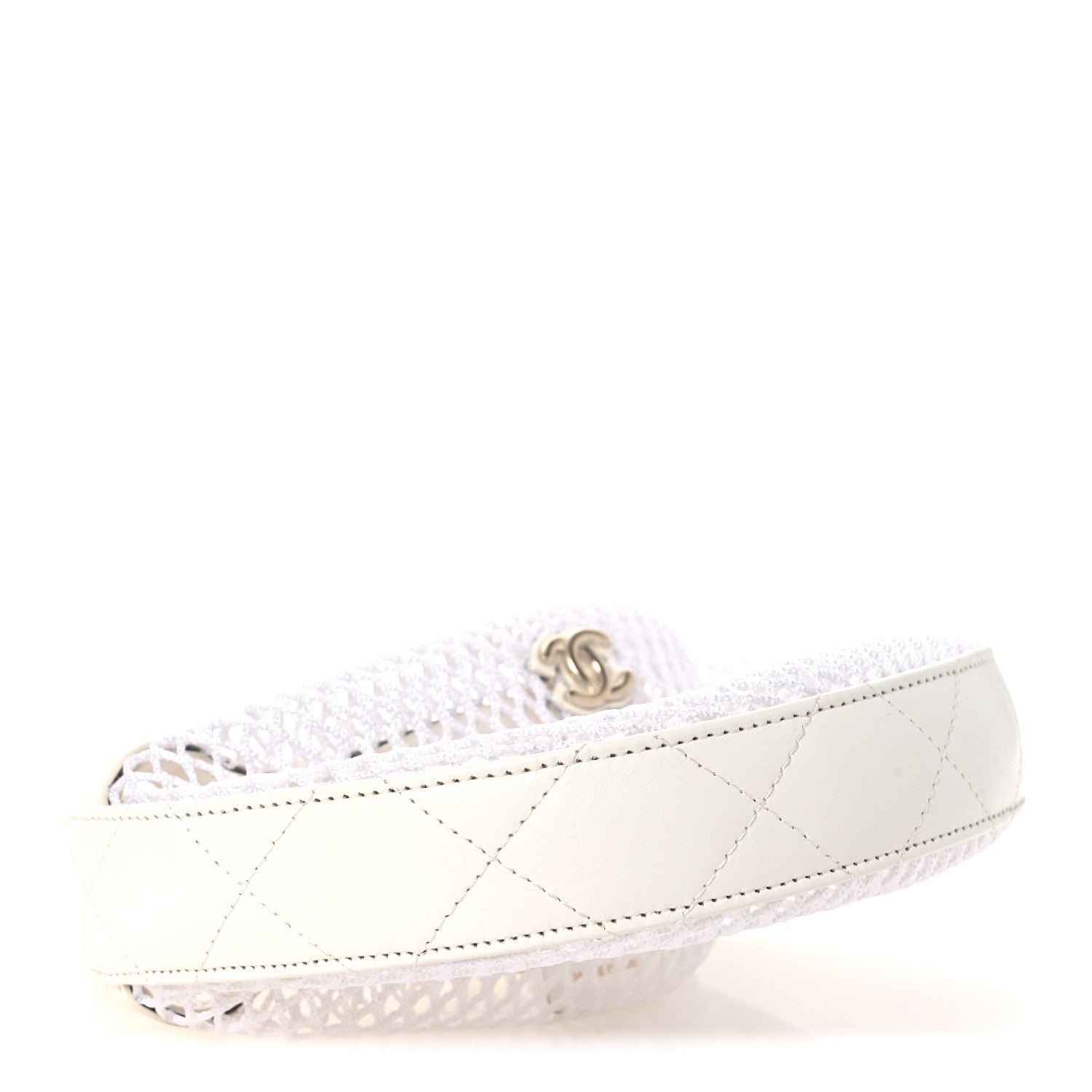 Chanel Mesh Shiny Lambskin Pouch Hobo White 9 of 11