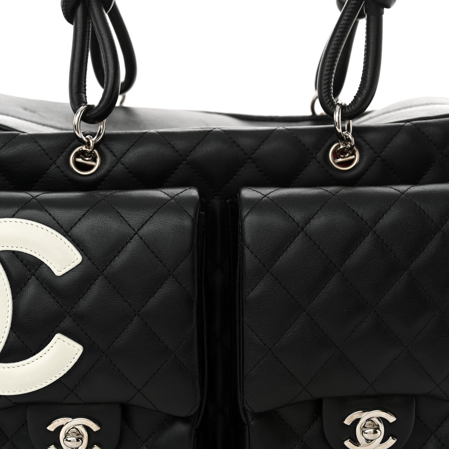 Chanel Calfskin Quilted Large Cambon Multipocket Reporter Black White 8 of 11